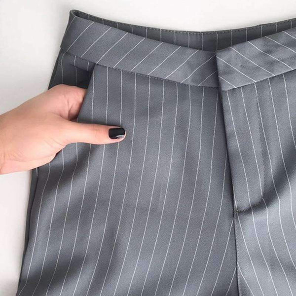 Planet Gates red / S Fashion Pant Suits 2 Piece Set for Women Double Breasted Striped Blazer Jacket & Trouser Office Lady Suit Feminino 2018