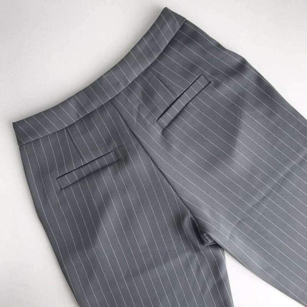 Planet Gates red / S Fashion Pant Suits 2 Piece Set for Women Double Breasted Striped Blazer Jacket & Trouser Office Lady Suit Feminino 2018