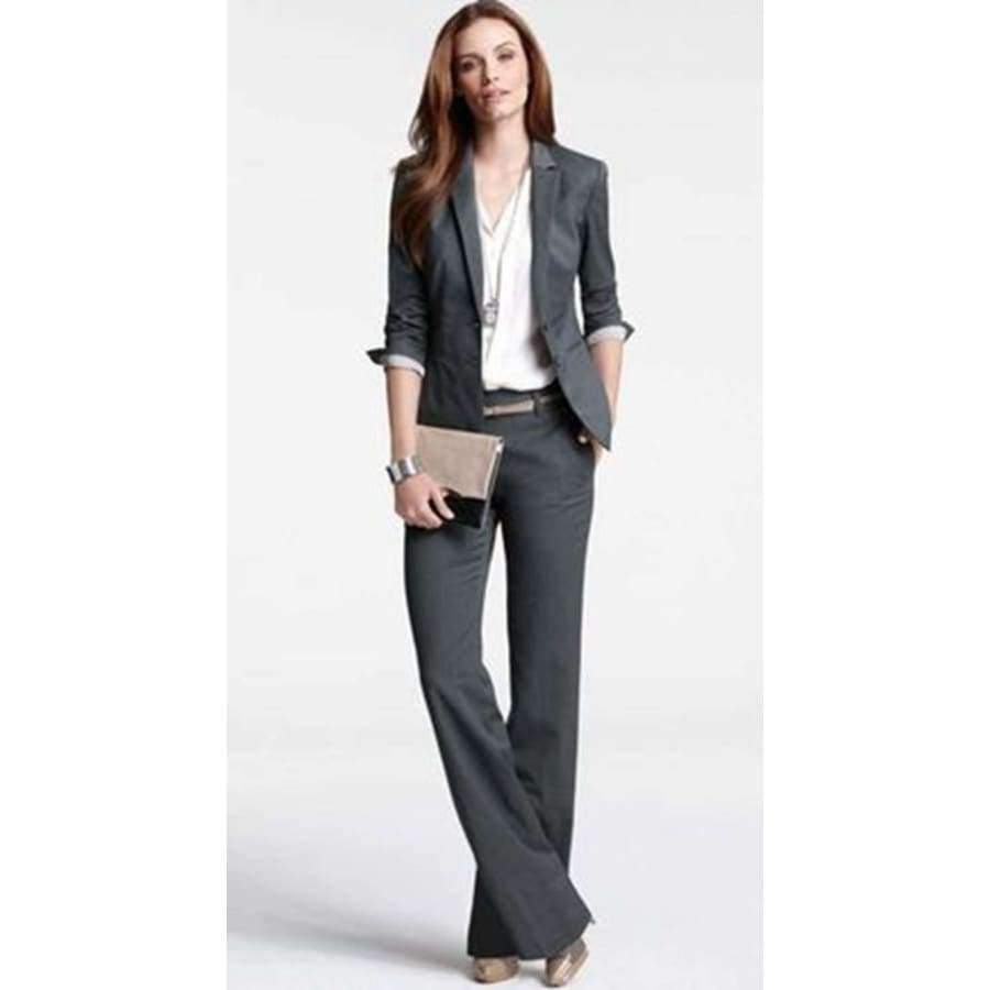 Planet Gates Red / S Fashion women business suits formal office work pants suits plus size jacket and Trousers ladies long sleeve blazer set W28