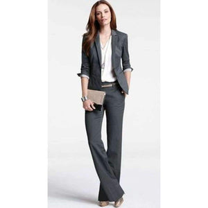 Planet Gates Red / S Fashion women business suits formal office work pants suits plus size jacket and Trousers ladies long sleeve blazer set W28