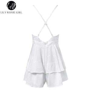 Planet Gates Red / S Girl V Neck Sexy Female Playsuit Plaid Boho Floral Playsuit Shorts Jumpsuit Romper Bodysuit for Women 2018 Streetwear