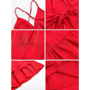 Planet Gates Red / S Girl V Neck Sexy Female Playsuit Plaid Boho Floral Playsuit Shorts Jumpsuit Romper Bodysuit for Women 2018 Streetwear