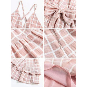 Planet Gates Red / S Girl V Neck Sexy Female Playsuit Plaid Boho Floral Playsuit Shorts Jumpsuit Romper Bodysuit for Women 2018 Streetwear