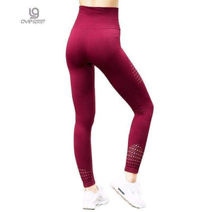 Planet Gates red / S Gym Leggings Fitness Women's Yoga Leggings Hollow On Both Sides Solid Legging Fitness Women Sexy Trousers Workout Pants