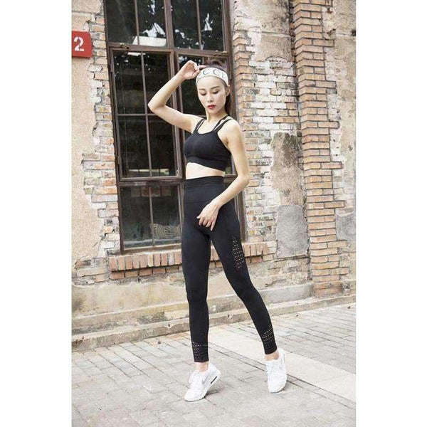 Planet Gates red / S Gym Leggings Fitness Women's Yoga Leggings Hollow On Both Sides Solid Legging Fitness Women Sexy Trousers Workout Pants