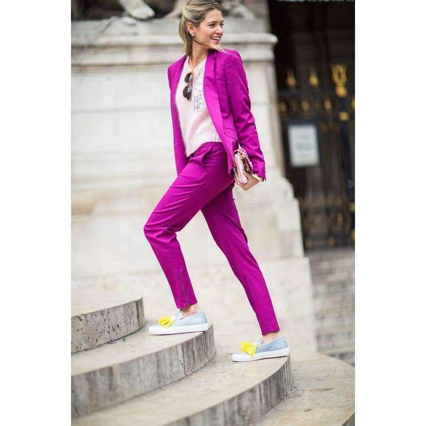 Planet Gates Red / S Ladies 2 Piece Pants Suit for Wedding Party Long Sleeve Casual Blazer Women Business Formal Office Wear Set W175