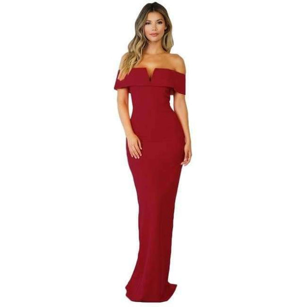 Planet Gates Red / S New Fashion Sexy Social Event Carpet Off-shoulder Party Dress long dress Maxi Party Dress vestidos longo
