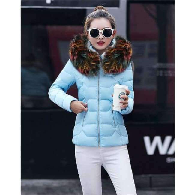 Planet Gates red / S New Fashion Winter Jacket Women Fake Raccoon Fur Collar Winter Coat Women Parkas Warm Down Jacket Female outerwear
