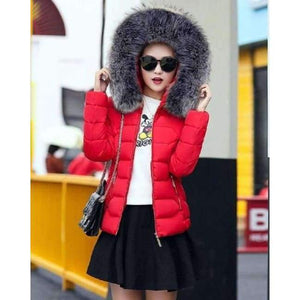 Planet Gates red / S New Fashion Winter Jacket Women Fake Raccoon Fur Collar Winter Coat Women Parkas Warm Down Jacket Female outerwear