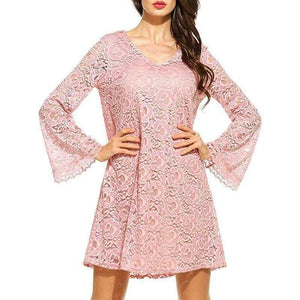 Planet Gates Red / S Party Dresses Fashion Plus Size Sexy V Neck Event Dresses For Female 2017 New Long Sleeve Lace Women Summer Dresses