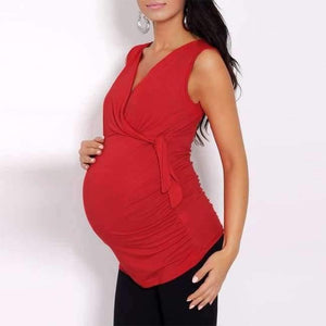 Planet Gates Red / S Pregnant Women T-Shirts  Summer Maternity Clothes Sexy V Neck Sleeveless Tees Tops Casual Cotton Plus Size Vest 5XL