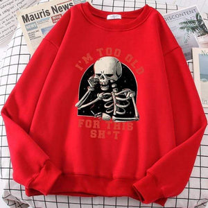 Planet Gates Red / S Skull Print Hoodie Cartoon Clothing Men's Hoodie Sweatshirt Hip Hop Tracksuit Fashion Streetwear Round Neck Oversized Hoodies