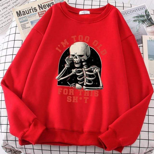 Planet Gates Red / S Skull Print Hoodie Cartoon Clothing Men's Hoodie Sweatshirt Hip Hop Tracksuit Fashion Streetwear Round Neck Oversized Hoodies