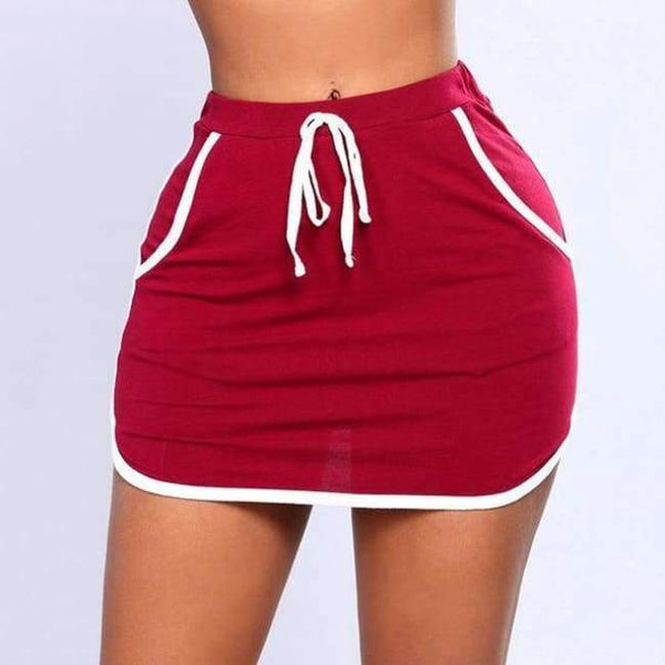 Planet Gates RED / S Tennis Skirts Badminton Yoga Running Dance Shorts 2018 Summer Anti Exposure Stripe Drawstring Sports Skirt