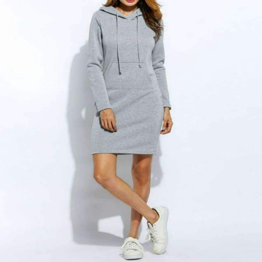 Planet Gates red / S Winter Women Vestidos Hoodies Sweatshirt Dress Fashion Hooded Drawstring Full Sleeves Fleeces Plus Size Dress