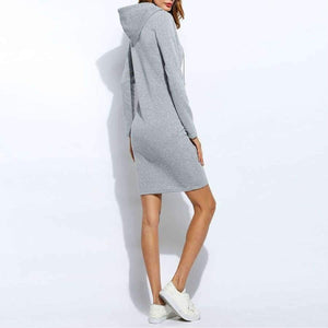 Planet Gates red / S Winter Women Vestidos Hoodies Sweatshirt Dress Fashion Hooded Drawstring Full Sleeves Fleeces Plus Size Dress