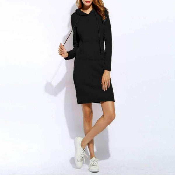 Planet Gates red / S Winter Women Vestidos Hoodies Sweatshirt Dress Fashion Hooded Drawstring Full Sleeves Fleeces Plus Size Dress