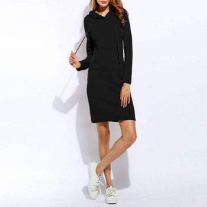 Planet Gates red / S Winter Women Vestidos Hoodies Sweatshirt Dress Fashion Hooded Drawstring Full Sleeves Fleeces Plus Size Dress