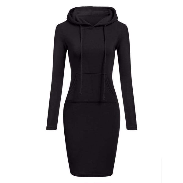 Planet Gates red / S Winter Women Vestidos Hoodies Sweatshirt Dress Fashion Hooded Drawstring Full Sleeves Fleeces Plus Size Dress