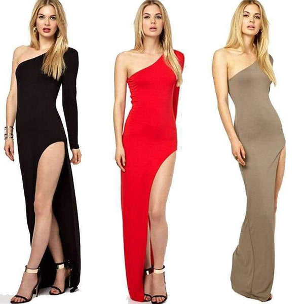 Planet Gates Red / S Women Maxi Dresses  New Red Sexy High Split Wedding Event Dresses For Women Long Sleeve Female Party Dresses