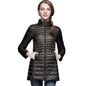 Planet Gates Red / S Women's Long Coat Winter New White Duck Down 90%, Size S- 4XL Slim and Elegant Female Ultra-lightweight Down Jacket