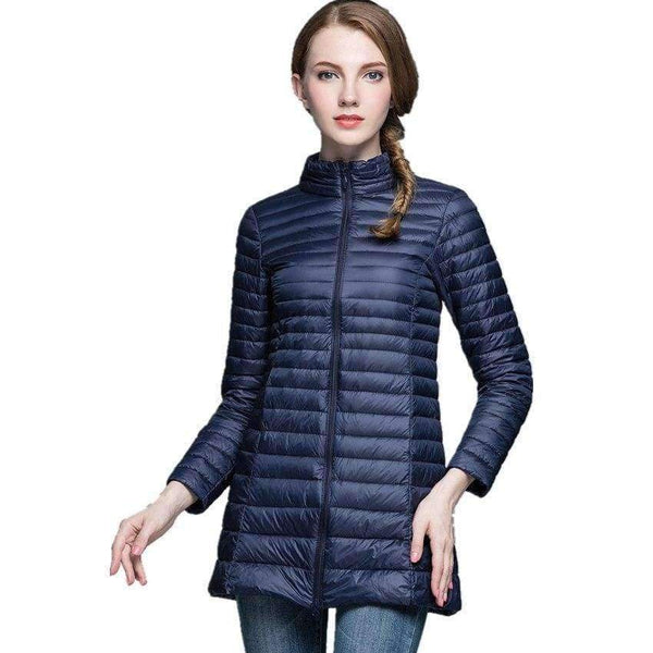Planet Gates Red / S Women's Long Coat Winter New White Duck Down 90%, Size S- 4XL Slim and Elegant Female Ultra-lightweight Down Jacket