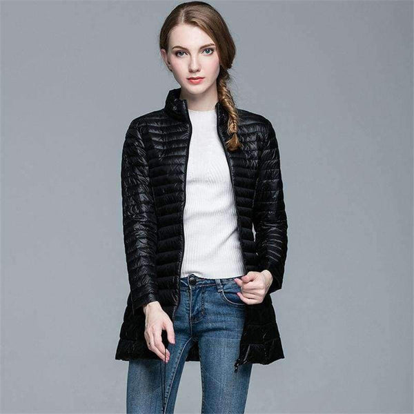 Planet Gates Red / S Women's Long Coat Winter New White Duck Down 90%, Size S- 4XL Slim and Elegant Female Ultra-lightweight Down Jacket