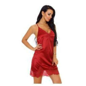 Planet Gates red / S Women Sexy Nightgown Lace Lingerie Sleepwear Deep V-Neck Home Dress femme intimates sexy
