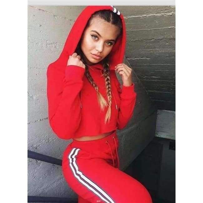 Planet Gates Pink / S Women Two Piece Set Hoodies Sweatshirt and Pant Female Casual Fitness Sportswear Set  Fall 2 Piece Set Crop Top