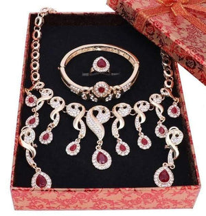 Planet Gates Red Set Add Box Jewelry Sets For Women Dress Accessories Wedding Bridal Necklace Earrings Bracelet Ring Sets