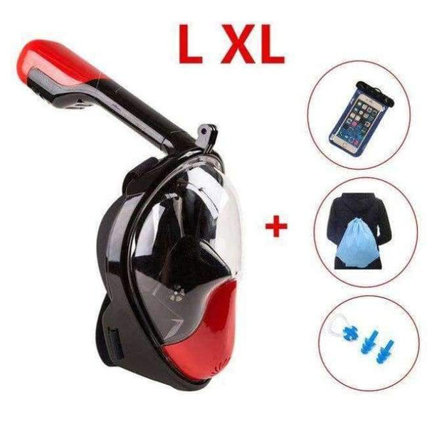 Planet Gates Red SET  L XL Diving Mask Scuba Mask Underwater Anti Fog Full Face Snorkeling Mask Women Men Kids Swimming Snorkel Diving Equipment