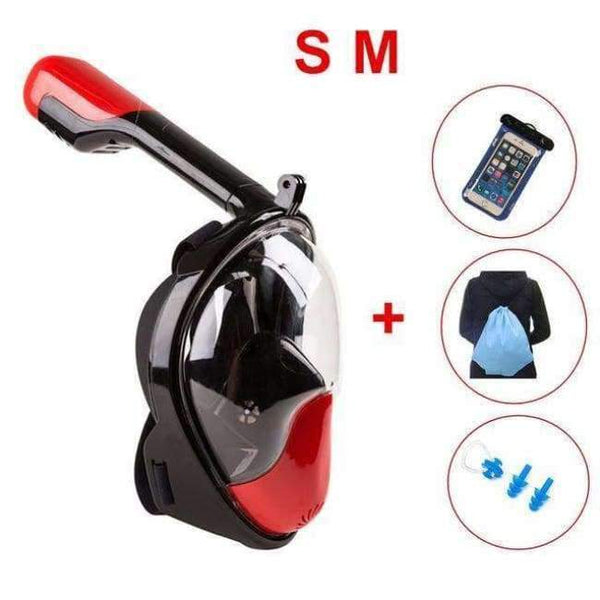 Planet Gates Red SET  S M Diving Mask Scuba Mask Underwater Anti Fog Full Face Snorkeling Mask Women Men Kids Swimming Snorkel Diving Equipment