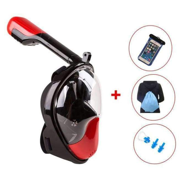 Planet Gates red SET / S/M Mask Scuba Mask Underwater Anti Fog Full Face Snorkeling Mask Women Men Swimming Snorkel Diving Equipment