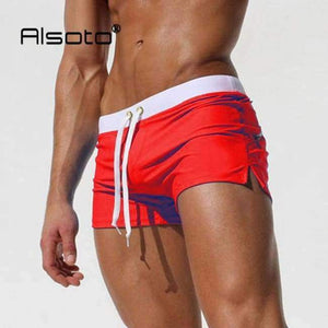 Planet Gates Red shorts / S Summer Swimwear Men Swimsuit Maillot De Bain Boy Swim Suits Boxer Shorts Swim Trunks Swimming Surf Banadores mayo sungas