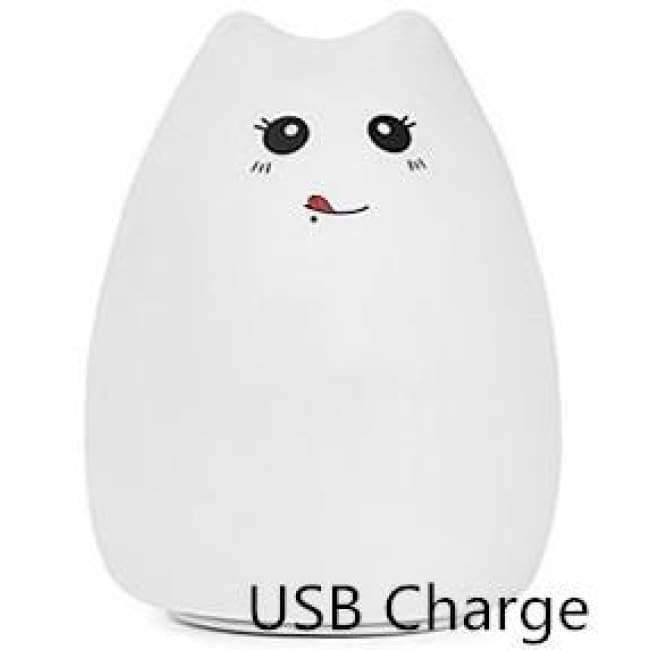 Planet Gates Changeable Silicone Touch Sensor USB LED Night Light For Children Baby Kids 7 Colors Cat Soft Cartoon Nursery LED Night Lamp Stress Release
