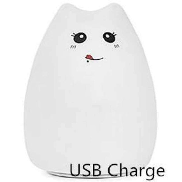 Planet Gates Červené silikonové dotykové senzorové USB LED noční světlo pro děti, miminka, děti, 7 barev, kočka, měkká kreslená LED noční lampa pro děti, uvolnění stresu