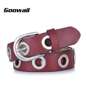 Planet Gates red   silver / 100cm Goowail 2017 fashion Belts for Women Grommet Duo euramerican style designer pu Leather strap for ladies jeans accessories