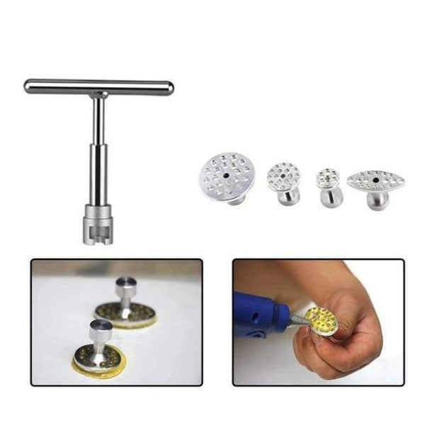 Pdr Tools Car Dent Removal Tools Car Dent Repair Tools Pdr Auto Body T-Bar Glue Dent Puller With Suction Cup Gule Sticks - Red Silver Tone