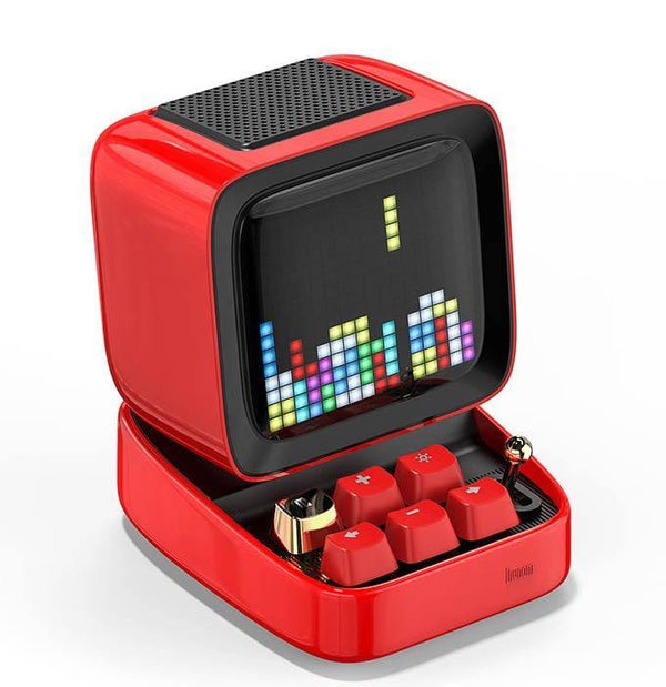 Planet Gates Red / Speaker Retro Pixel Art Bluetooth Portable Speaker Alarm Clock DIY LED Screen By APP Electronic Gadget Gift Home Decoration
