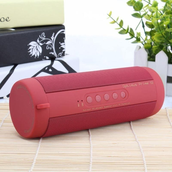 Planet Gates Red T2 Bluetooth Music Bass Speaker Waterproof Portable Outdoor LED Wireless Column Loudspeaker Support TF Card FM Radio Aux Input