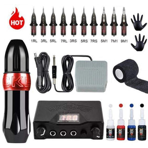 Planet Gates Red Tattoo Kit Professional Rotary Tattoo Machine Swiss Motor Pen Permanent Makeup Tattoo Machine Sets Tattoo Power Strong Quiet Motor Supply