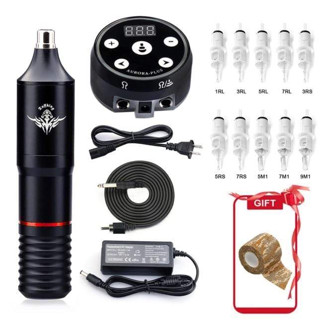 Planet Gates Professional Tattoo Machine Kit Tattoo LCD Power Supply Rotary Pen With Cartridges Needles Permanent Makeup for Tattoo Artist