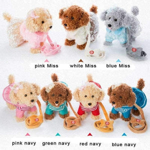 Planet Gates red Teddy / 26x24cm Electric leash dog Navy Teddy  Plush Toys Music machinery remote control Leash  dog electronic toys  For Children free shipping