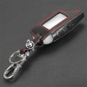 Planet Gates Red Thread Leather Case Keychain for TAMARACK PANDORA LCD D073 DXL 3100/3170/3300 i-mod Alarm System Remote Control Cover