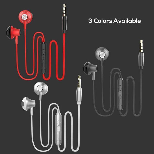 Planet Gates Red TOPK 3.5mm In-Ear Earphones with Mic Anti-Wrap Comforted Heavy Bass Wired Earphone Earbud Volume Control Stereo Sport Headset