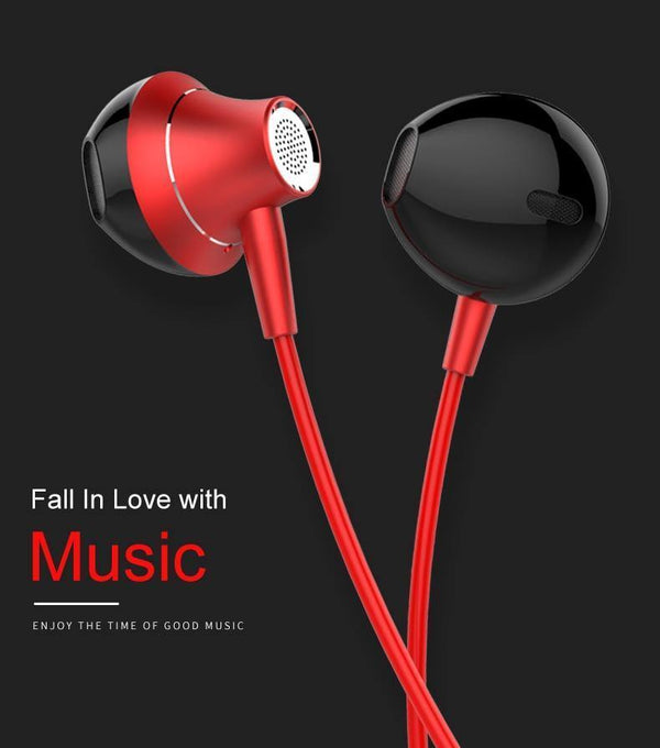 Planet Gates Red TOPK 3.5mm In-Ear Earphones with Mic Anti-Wrap Comforted Heavy Bass Wired Earphone Earbud Volume Control Stereo Sport Headset