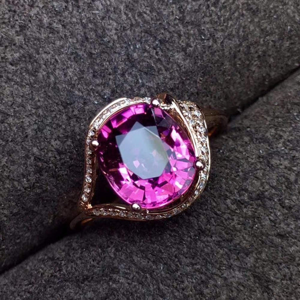 Planet Gates Red Tourmaline Ring 2.7ct Pure 18 K Gold Jewelry Natural Rubi Tourmaline Gemstones Diamonds Female Rings for Women Fine Ring