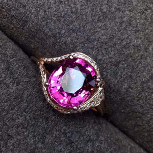 Planet Gates Red Tourmaline Ring 2.7ct Pure 18 K Gold Jewelry Natural Rubi Tourmaline Gemstones Diamonds Female Rings for Women Fine Ring