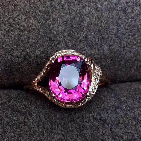 Planet Gates Red Tourmaline Ring 2.7ct Pure 18 K Gold Jewelry Natural Rubi Tourmaline Gemstones Diamonds Female Rings for Women Fine Ring