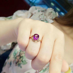 Planet Gates Red Tourmaline Ring 2.7ct Pure 18 K Gold Jewelry Natural Rubi Tourmaline Gemstones Diamonds Female Rings for Women Fine Ring